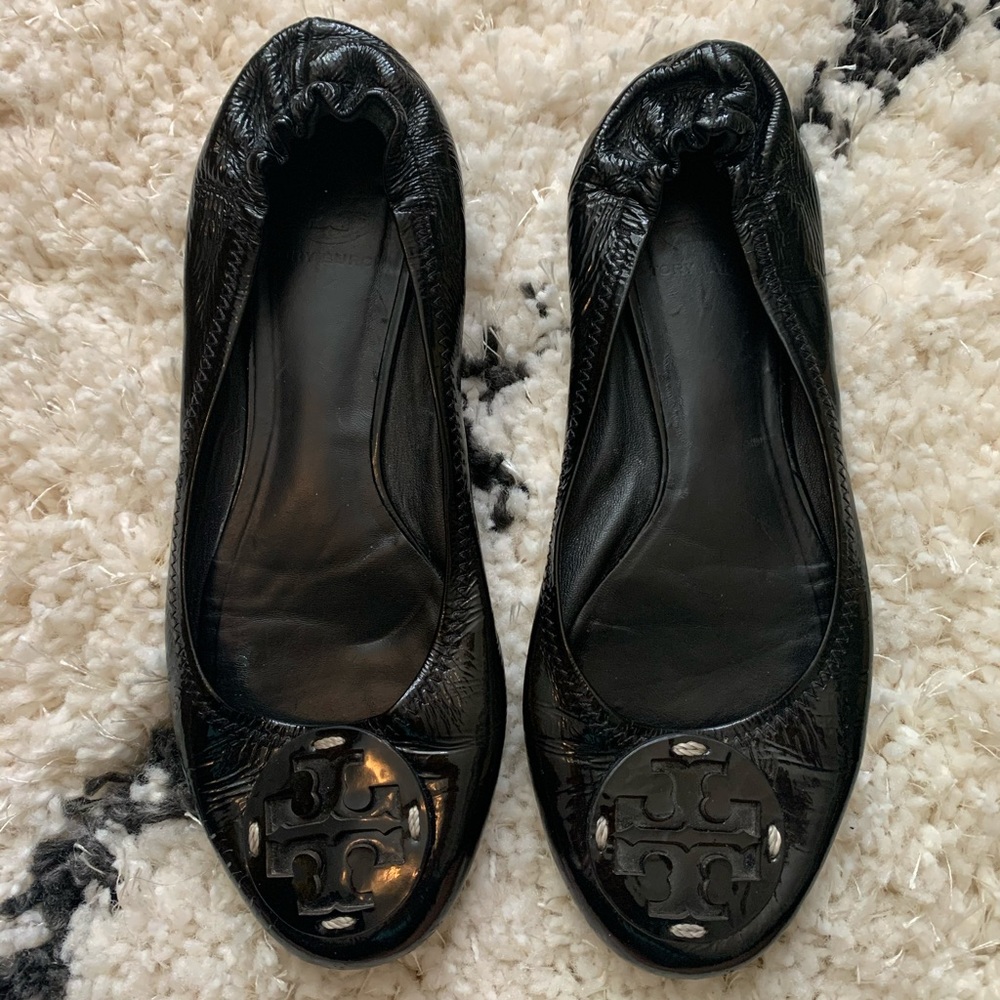 Tory Burch Black Patent Leather Flat